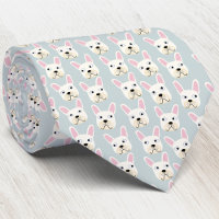White and Cream Fransk Bulldog Neck Tie