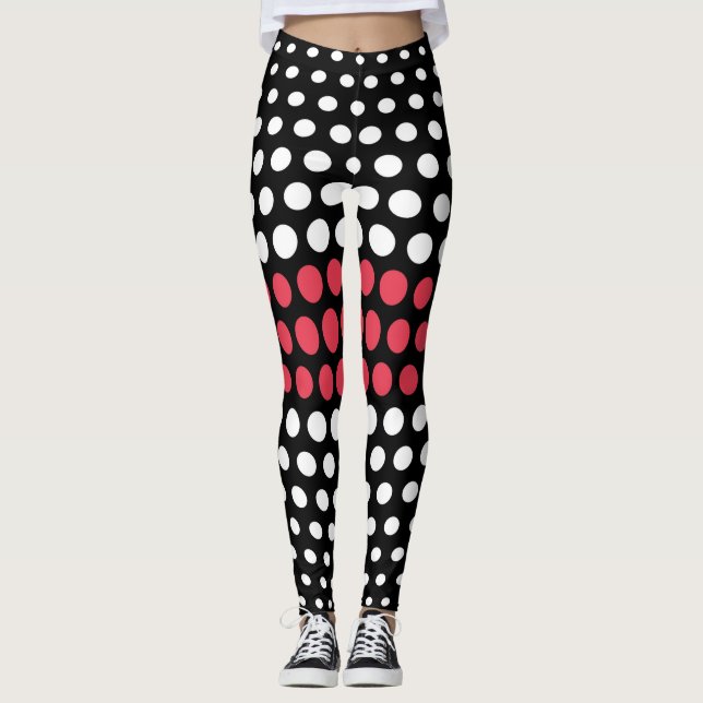 White and Desire Polka Dot Mönster Leggings (Framsida)