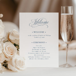 White and Dusty Blue | Luxe Wedding Welcome Program