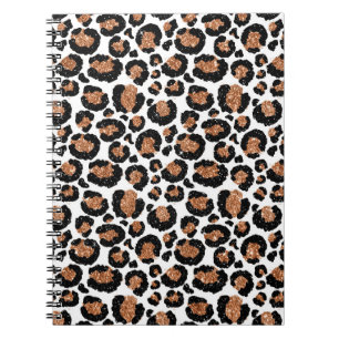 White and Gold Foil Cheetah - Leopard Mönster Anteckningsbok