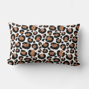 White and Gold Foil Cheetah - Leopard Mönster Lumbarkudde