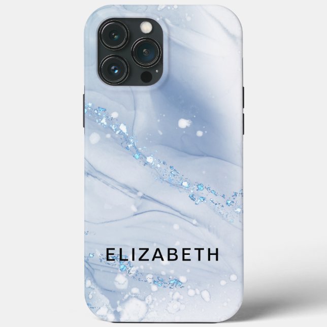 White and gold marble glitter personalized  (Baksida)