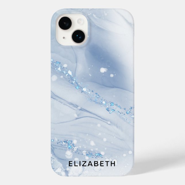 White and gold marble glitter personalized  (Baksida)