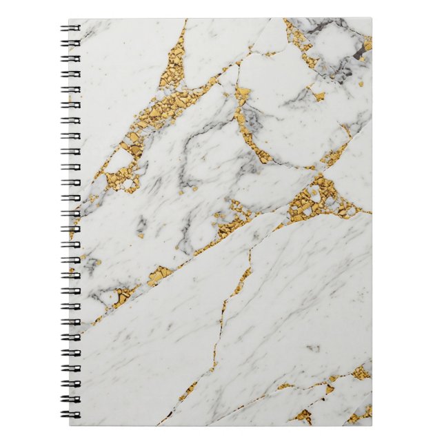  White and Gold Marble Notebook Anteckningsbok (Framsidan)