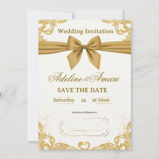 White and Gold Modern Elegant Wedding Celebration  Inbjudningar