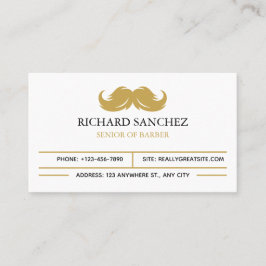 White and Gold Morden Berber Shop Visitkort