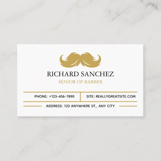 White and Gold Morden Berber Shop  Visitkort (Framsida)