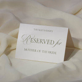 White and Green Wedding Reserved Place Card Kort