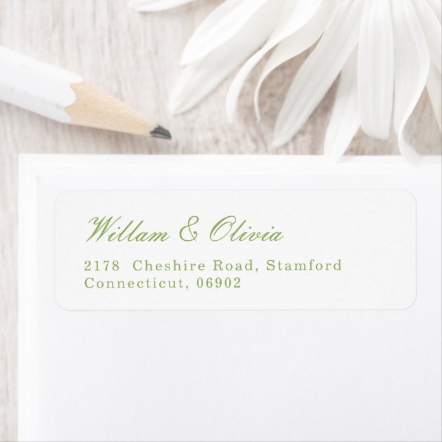 White and Green Wedding  Returadress Etikett (Insitu)