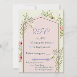 White And Green Wildflowers Geometric RSVP Card Inbjudningar