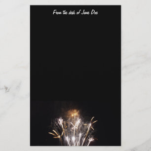 White and Guld Fireworks I Patriotic Firande Brevpapper