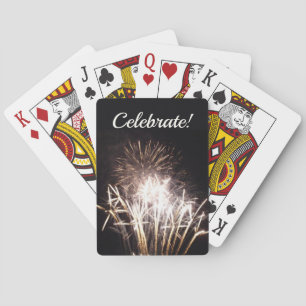 White and Guld Fireworks I Patriotic Firande Casinokort