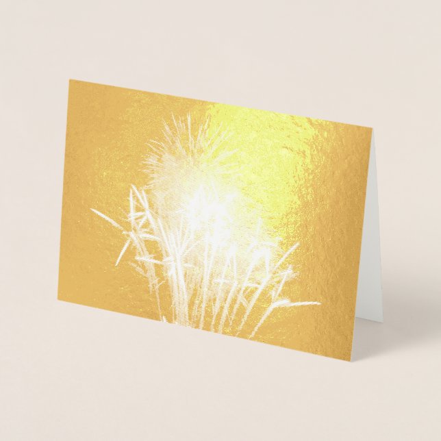 White and Guld Fireworks I Patriotic Firande Folierat Kort (Framsida)