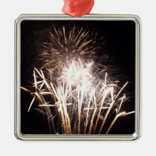 White and Guld Fireworks I Patriotic Firande Julgransprydnad Metall