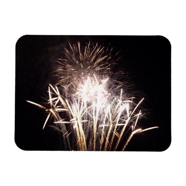 White and Guld Fireworks I Patriotic Firande Magnet (Horisontell)