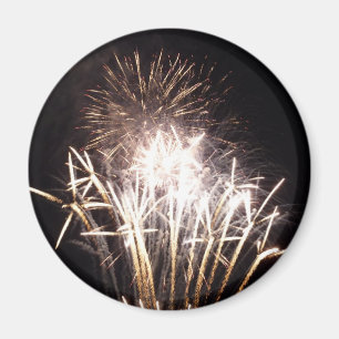White and Guld Fireworks I Patriotic Firande Magnet