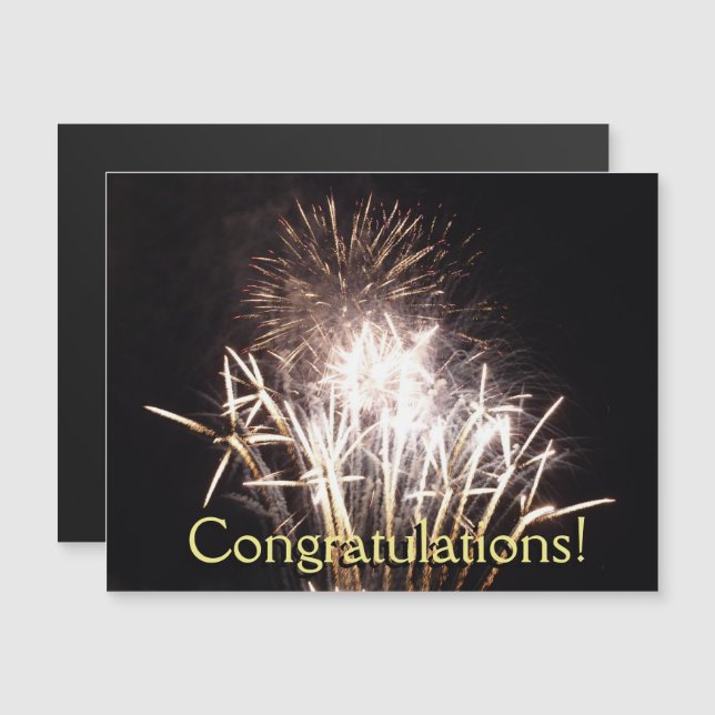 White and Guld Fireworks I Patriotic Firande Magnetisk Inbjudningskort (Fram/baksida)