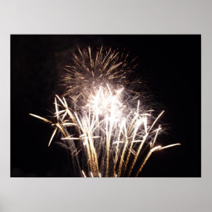 White and Guld Fireworks I Patriotic Firande Poster