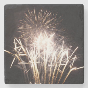 White and Guld Fireworks I Patriotic Firande Stenunderlägg