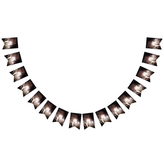 White and Guld Fireworks I Patriotic Firande Vimplar (Alla)