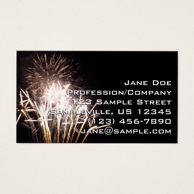 White and Guld Fireworks I Patriotic Firande Visitkort (Framsidan)