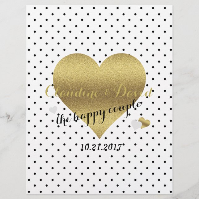 White and Guld Heart Polka Dot Ceremony Flyer (Framsida)