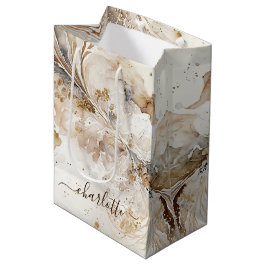 White and Guld Marble Gift Bag