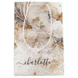 White and Guld Marble Gift Bag
