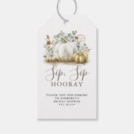White and Guld Pumpkin Fall Sip Sip Hooray Presentetikett