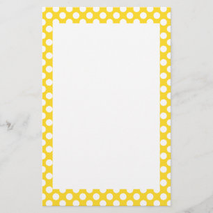 White and Gult Polka Dot Brevpapper