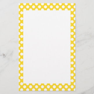 White and Gult Polka Dot Brevpapper