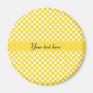 White and Gult Polka Dot Magnet