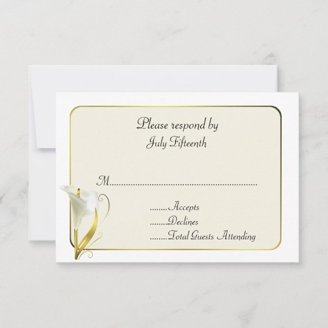 White and Ivory med Calla Lily Bröllop OSA Card Kort (Framsida)