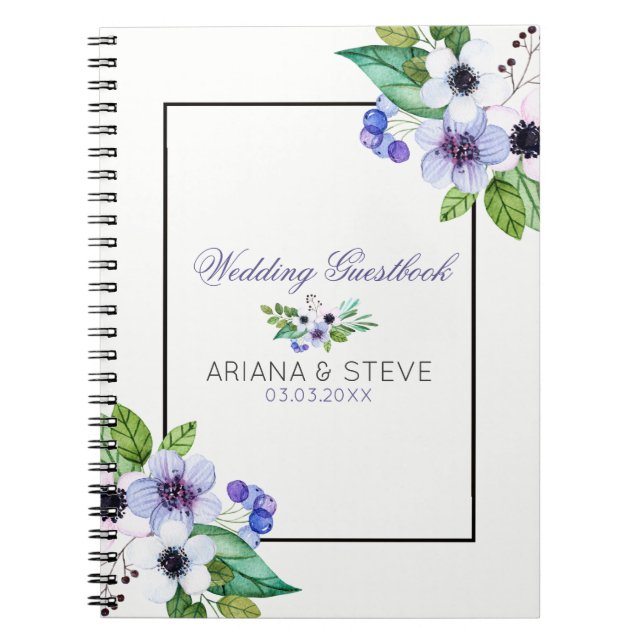White and Lila Bouquet Anteckningsbok Med Spiral (Framsidan)
