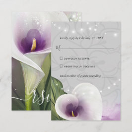 White and Lila Calla Lily Elegant Watercolor OSA Kort