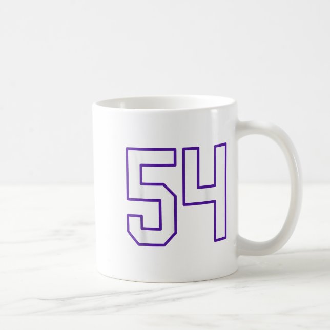 White and Lila Number 54 Jersey Player Uniform # Kaffemugg (Höger)