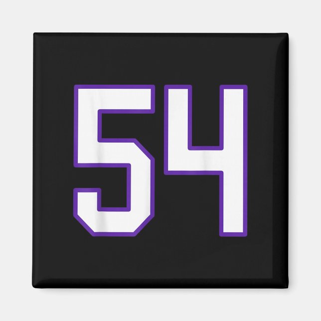 White and Lila Number 54 Jersey Player Uniform # Magnet (Framsidan)