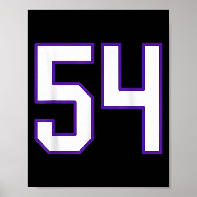 White and Lila Number 54 Jersey Player Uniform # Poster (Framsidan)