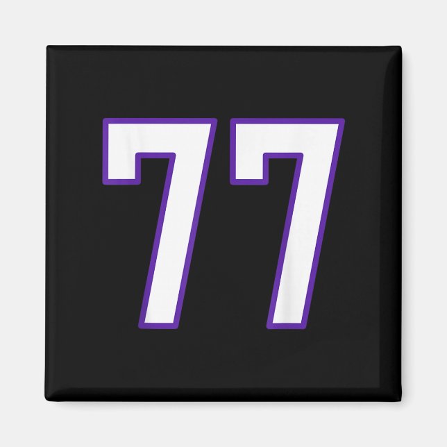 White and Lila Number 77 Jersey Player Uniform # Magnet (Framsidan)