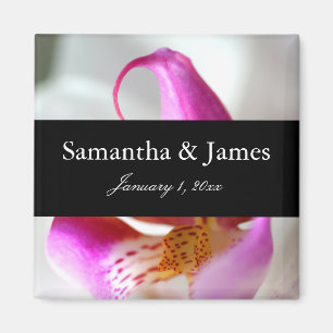 White and Lila Orchid Personal Bröllop Magnet