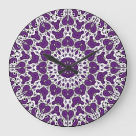 White and Lila Paisley, Kaleidoscope Boho Stor Klocka