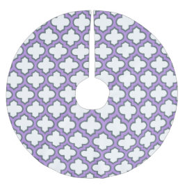 White and Lila Trellis, Lattice, Quatrefoil Julgransmatta Borstad Polyester