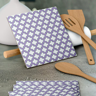 White and Lila Trellis, Lattice, Quatrefoil Kakelplatta