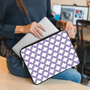 White and Lila Trellis, Lattice, Quatrefoil Laptop Fodral