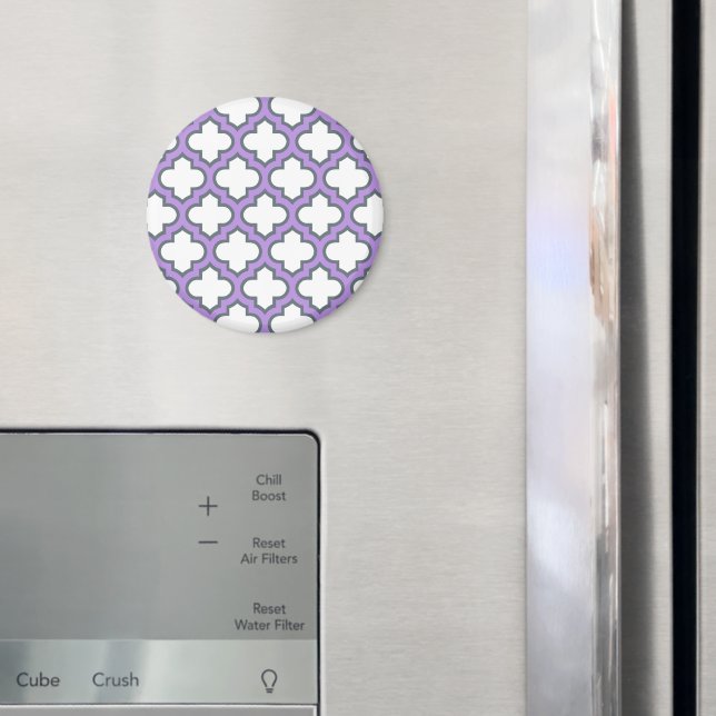 White and Lila Trellis, Lattice, Quatrefoil Magnet (In Situ (Fridge))