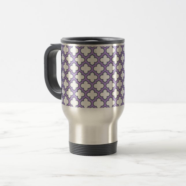 White and Lila Trellis, Lattice, Quatrefoil Resemugg (Framsida vänster)