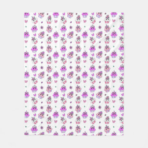 White and Lila Unicorn Muffinss Girl Fleecefilt