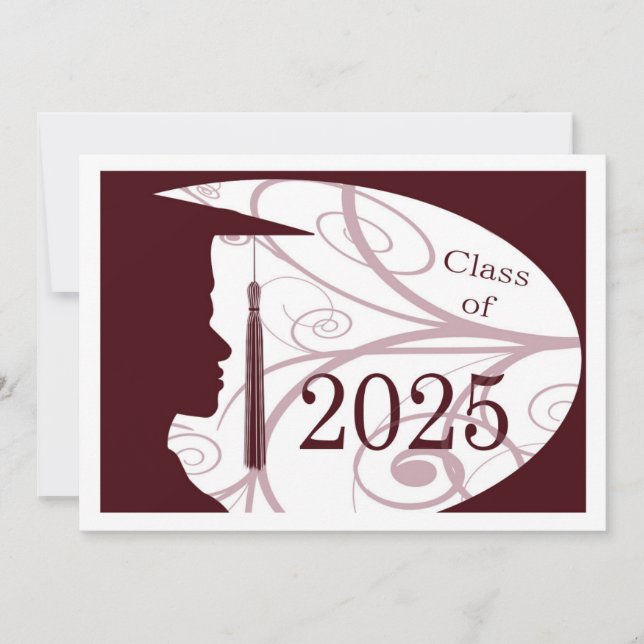 White and Maroon Man Silhouette 2025 Card Inbjudningar (Framsida)