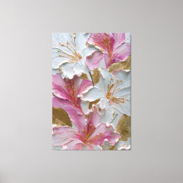 White and Pink Floral Texture Abstract Wall Art Canvastryck