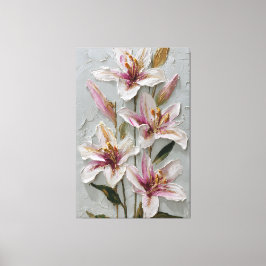 White and Pink Lily Texture Abstract Wall Art Canvastryck